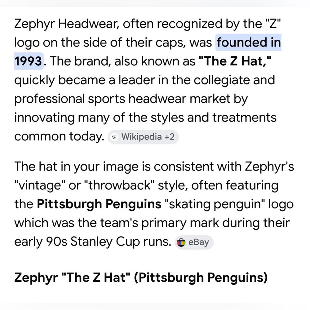 ✅Vintage 90s Zephyr Powder Blue Pittsburgh Penguins Mesh Trucker Hat - Picture 3 of 16